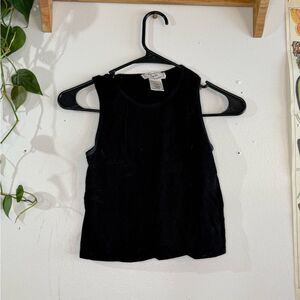 Black ribbed high neck cropped tank